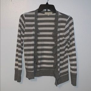 Gray and white cardigan